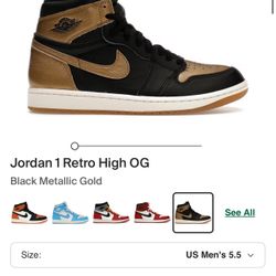🔥 Air Jordan 1 Retro High OG “Black/Metallic Gold” – Size 9.5 – Brand New w/ Box