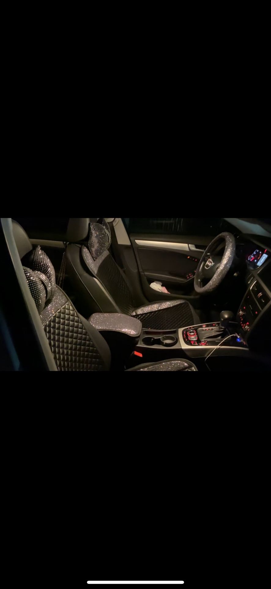 BLACK SPARKLY CAR SEAT COVERS