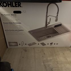 Kohler Pro-Function Kitchen Sink Kit - With Vibrant Stainless or Matte Black Faucet