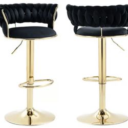 Black Velvet Gold Barstools 