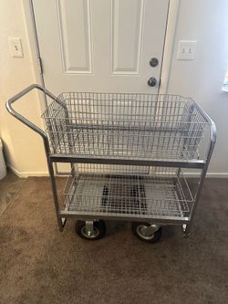 Stainless steel wire food cart with wheels