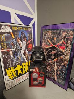 Star Wars Collectibles Lot – Posters, Helmet & Popcorn Maker