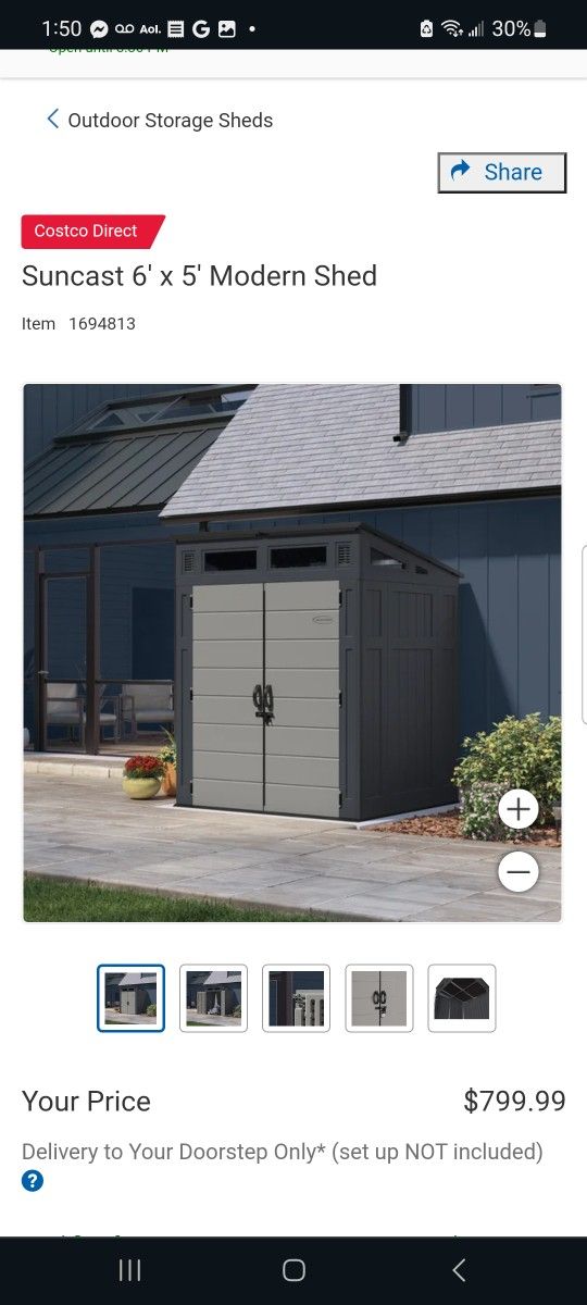 Suncast 6' x 5' Modern Shed $700