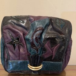 DRAMATIC PRICE DROP:  VINTAGE NEVER USED Multi-compartment SNAKESKIN And Top Quality Textured LEATHER Multi-compartment Bag By SHARIF DESIGNS LTD.