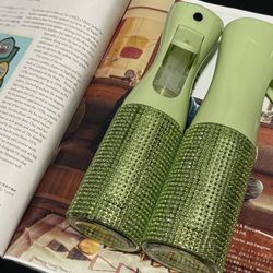 Rhinestone Green Spray Bottles – Set of 2 – Decorative & Functional