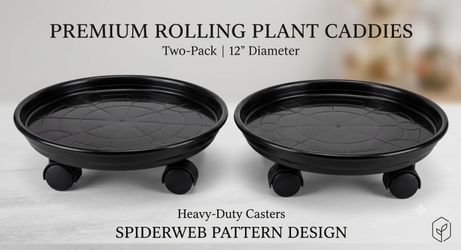 Premium 12" Rolling Plant Caddies (2-Pack) – Only $10 (Retail $19.99!)