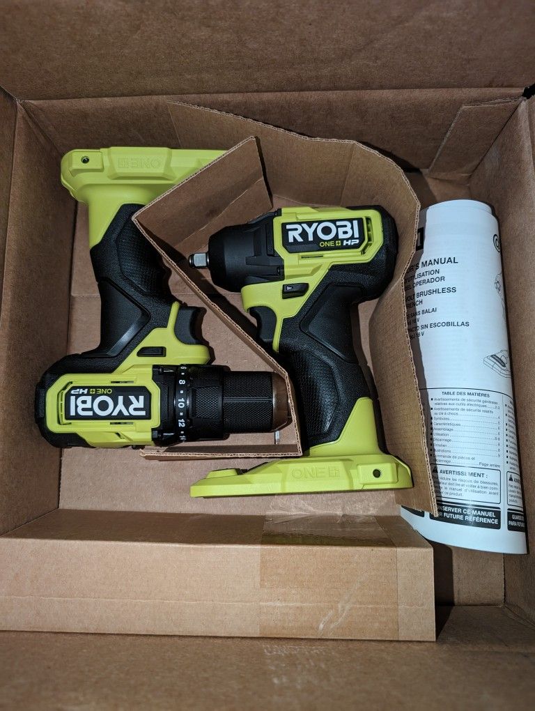 Ryobi ONE+ HP 18V Brushless Compact 1/2 in. Drill/Driver, 4-Mode 3/8 in. Impact Wrench - Tools Only