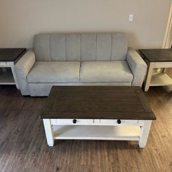Selling My Sofa, Sleeper Light Green Less Than Three Weeks Old With Three-Piece Coffee Table 