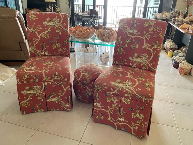 Two Chairs And Ottoman In Mint Condition