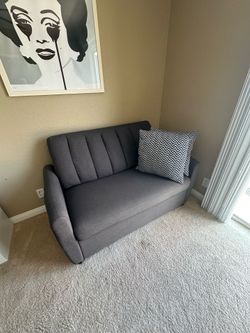 Gray Sleeper Sofa Loveseat | Pull-Out Bed | Apartment Guest Room