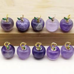 8pcs Apple Statue Pendant Natural Lapis Lazuli Stone Carved Jewelry