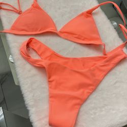 Orange Bikini Top And Bottom, M