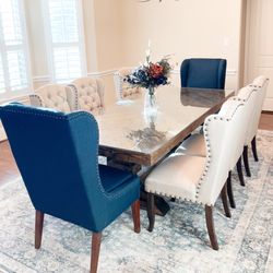 Custom Dining Table Farmhouse Country French Modern Rustic Solid Wood Set Restoration Hardware Insp Bench Hand Built Round Oval Counter Breakfast  