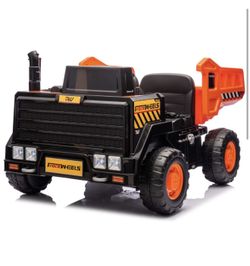 24V Ride On Dump Truck, 24inch-2 Seater Ride On Car for Kids w/Remote Control 4WD/2WD, 24v Ride on Toys for Big Kids w/Electric Dump Bed (Orange)