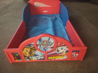 Kids Paw Patrol Bed Frame. Red/Blue Cheap