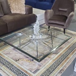NEW COFFEE TABLE GLASS CHROME 42X42X12