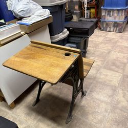 Antique School Desk With Seat