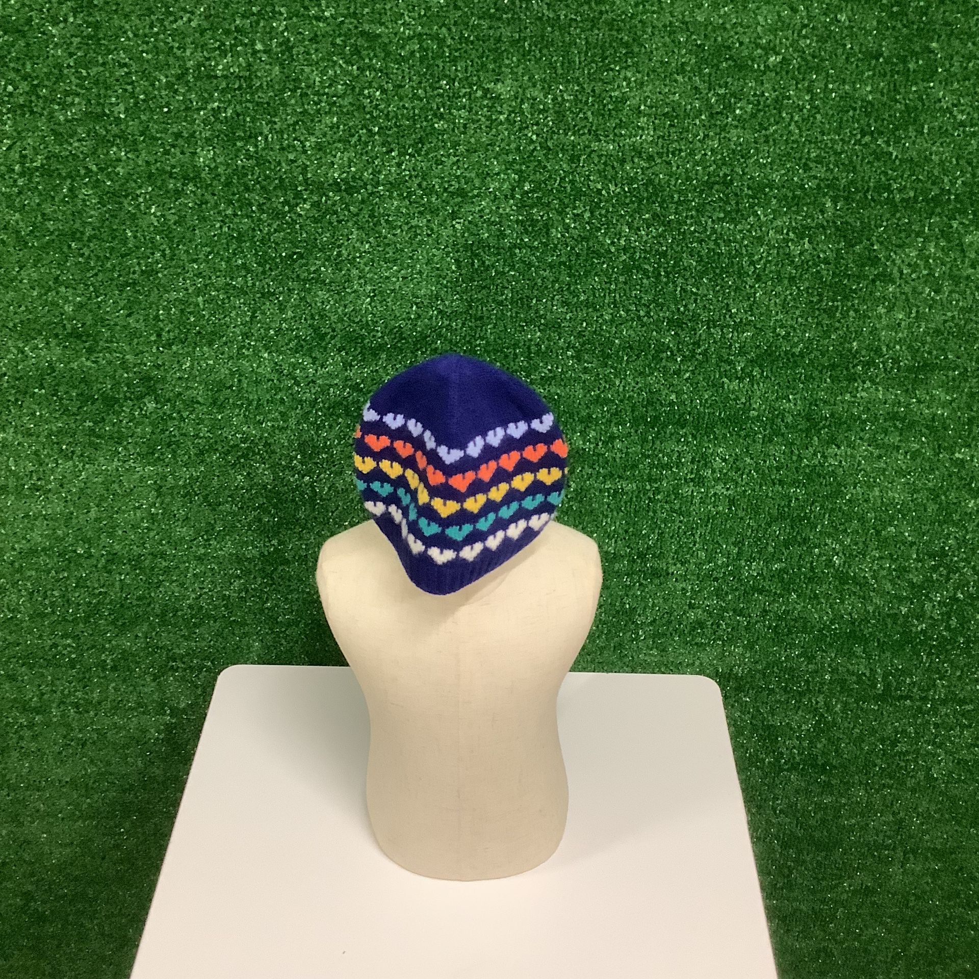 GUCCI Blue Colorful Hearts Toddler Beanie Size L (12-24M) Brand New!