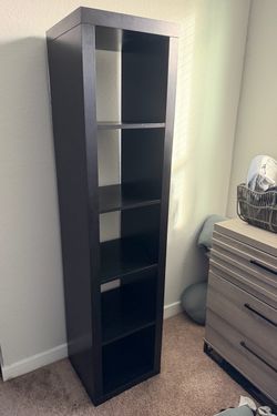 Tall Black Bookshelf with 5 Shelves 17x72”