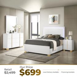 Luxury white and gold bedroom set Only $699| shop now pay later