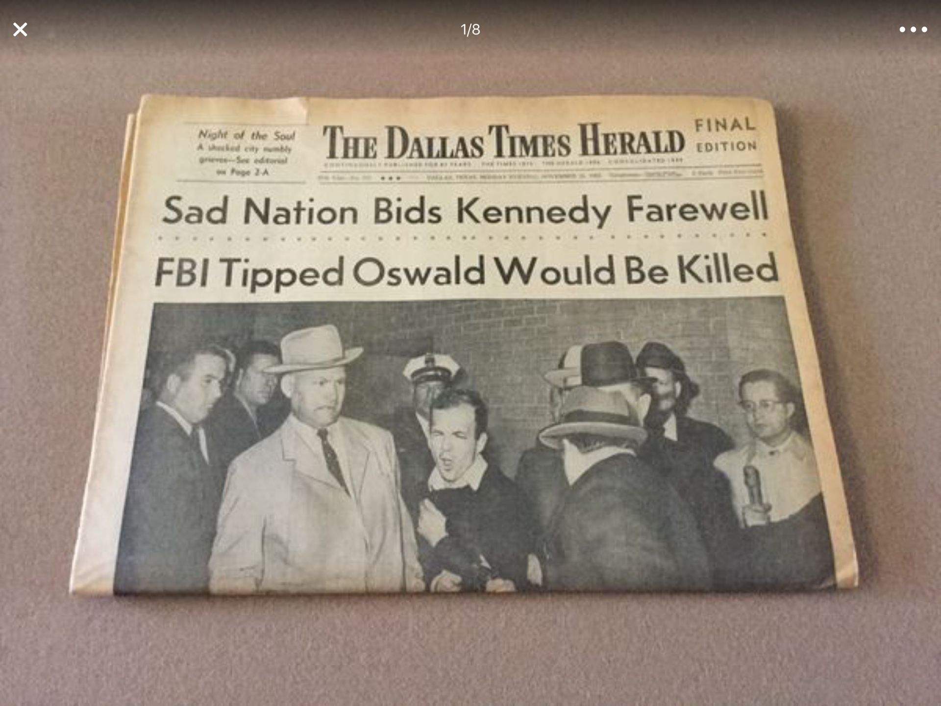 Vintage Dallas Times Herald Newspaper November 25, 1963 John F Kennedy Assassination