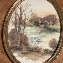 Vintage Homco Cottage Pond Print