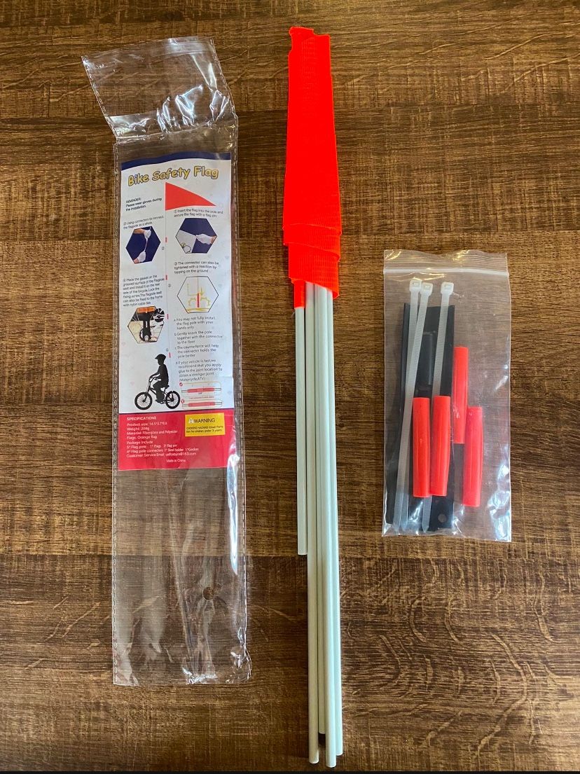 $10 Bike Safety Flag 6-Foot Adjustable Height Sturdy Fiberglass Tear-Resistant Waterproof Orange Safety Flag