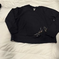 A New Day. Women’s Black Sequin, DragonFlies Embellish Sweatshirt. Size XXL