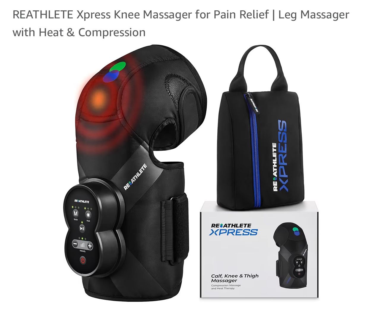 REATHLETE Xpress Knee Calf Thigh Leg Massager for Pain Relief | with Heat & Compression