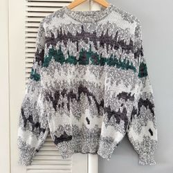 Vintage 90’s Michael Gerald Abstract Geometric Knit Sweater Sz Small