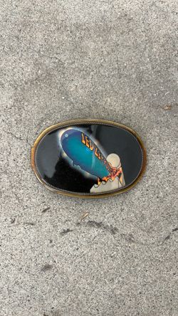 Vintage 1970s Led Zeppelin Hindenburg Blimp Brass Belt Buckle - Rare Rock Memorabilia