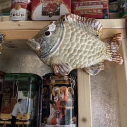 Porcelain handpainted signed wall hanging fish