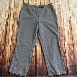 Investments Women’s Black and White Plaid Trousers Pants Side Pockets Size 18S