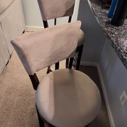 Pair of Bar Stools (Swivel Stools) - Brown/Beige