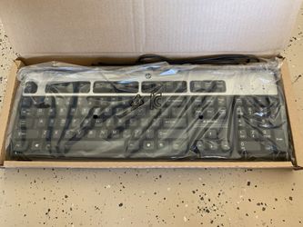New OEM HP Wired USB Keyboard Black/Silver 434821-002