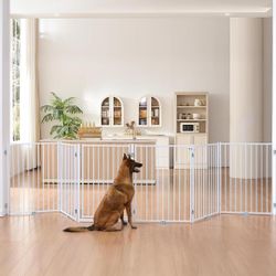 Free Standing Dog Gate with Door, 36'' H Up to 156" W