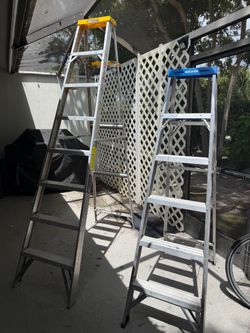 Louisville and Werner Aluminum Step Ladders - Set of 2