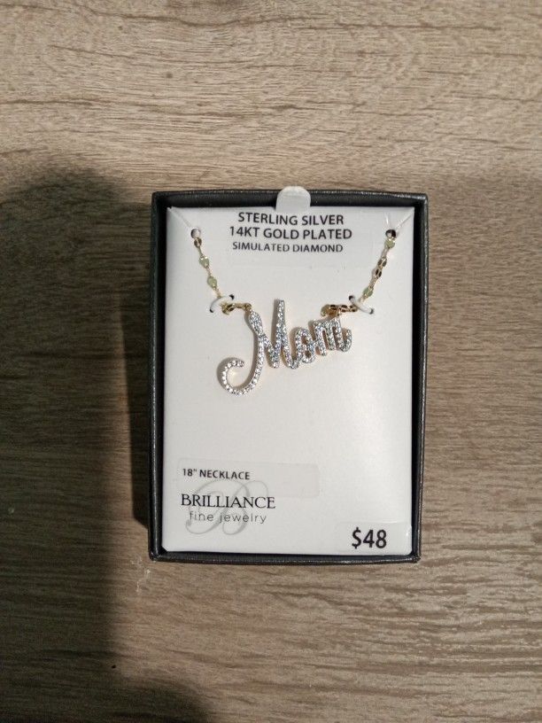 Sterling Silver 14 Kt Plated Mom Necklace Perfect Mother's Day Gift