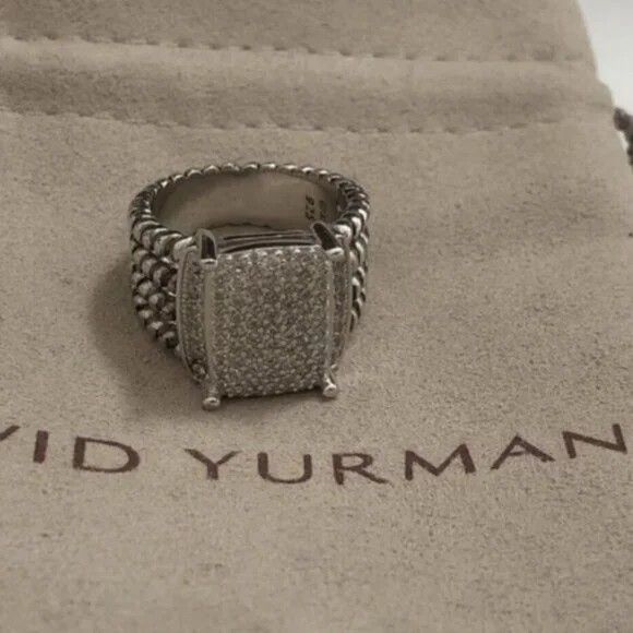 David Yurman Wheaton® Ring in Sterling Silver with Pavé Diamonds size7