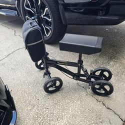 BlessReach Knee Scooter - 4 Wheel Foldable Knee Walker with Bag and Brakes
