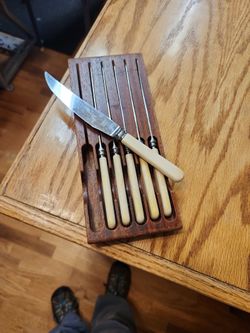 6 Leppington Stafford England Stainless Steel Steak Knives