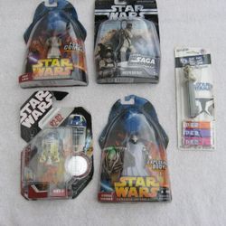 4 Star Wars Revenge of the Stith Action Figures & Pez Dispenser NEW

