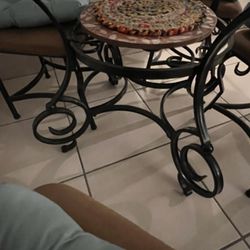 4 Chair Glass And Iron Table 