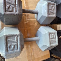 Pair of metal Dumbbells 75pounds each