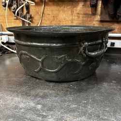 Huge Hand Tooled Chinese? Pre-1800’s Bronze Pot Coal Bin? 20.5” x 8.5”