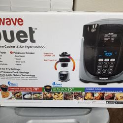  Nuwave Duet Pressure Cook and Air Fryer Combo Cook; Stainless  Steel Pot & Rack; Non-Stick Air Fryer Basket; Steam, Sear, Saute, Slow  Cook, Roast, Grill, Bake, Dehydrate, Pressure Cook & Air