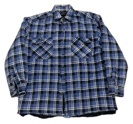 Lowes Button Up Flannel Shirt Men’s S Blue Black Plaid Pocket Casual Outdoor
