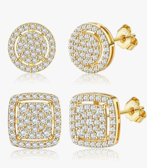 Moissanite HALO square or round earrings