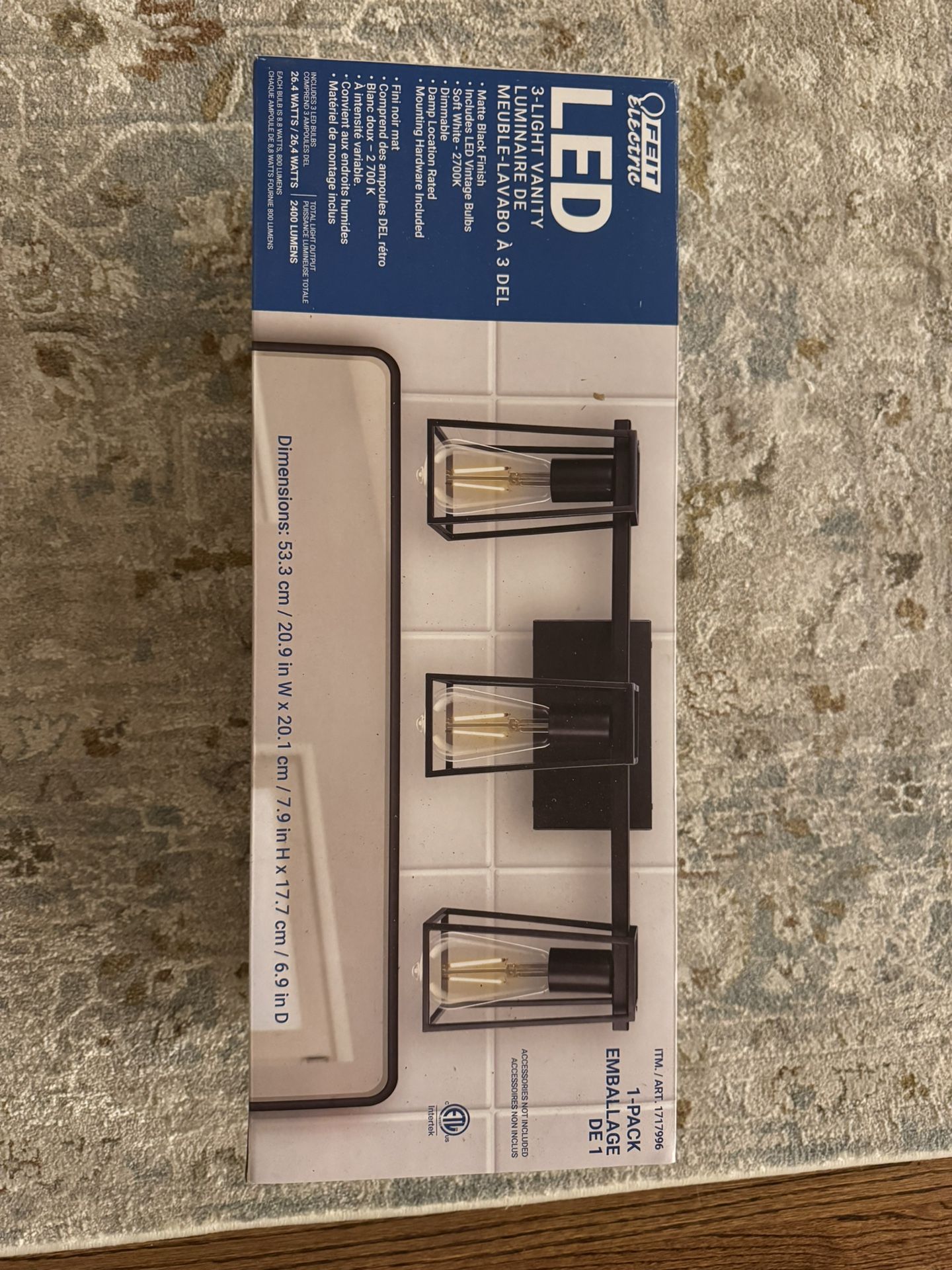 Feit Electric LED 3-light Vanity Light Fixture (Matte Black) - New
