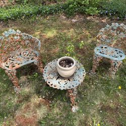 Antique Victorian Cast Iron Garden Set
